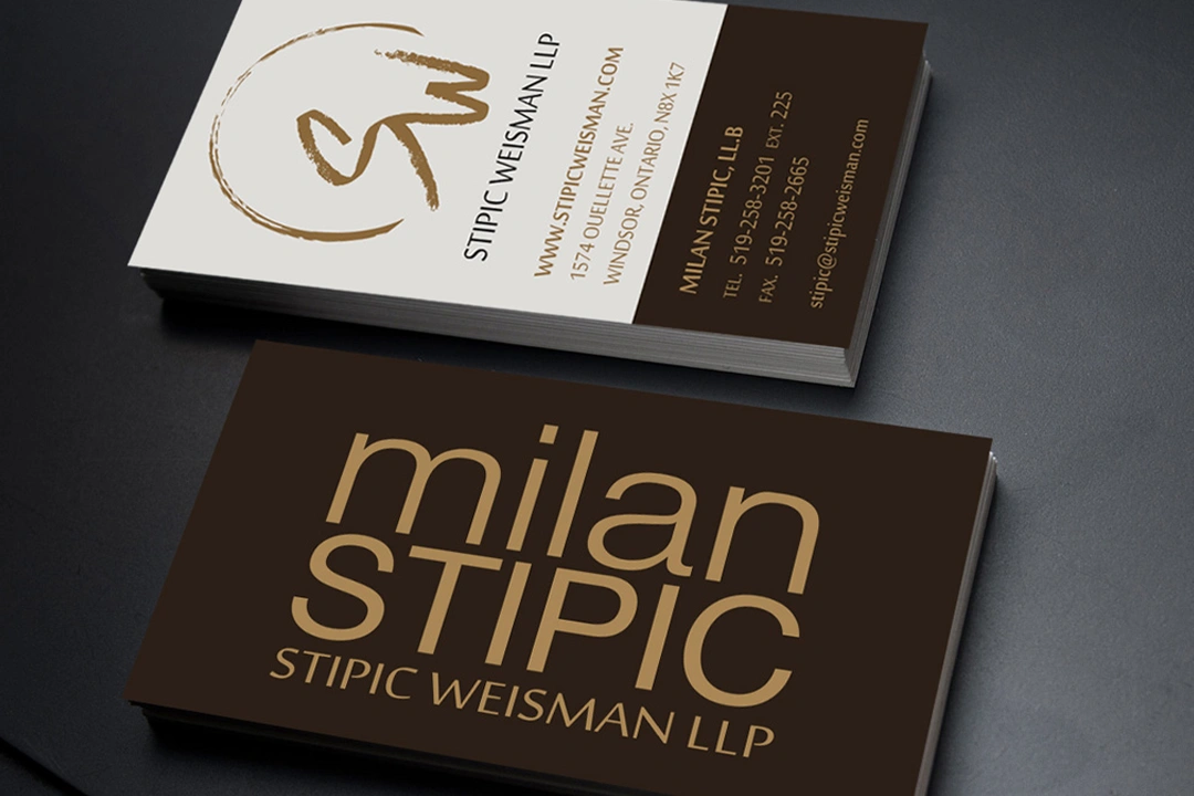 Stipc Weisman Business cards lawfirm in Windsor, Ontario