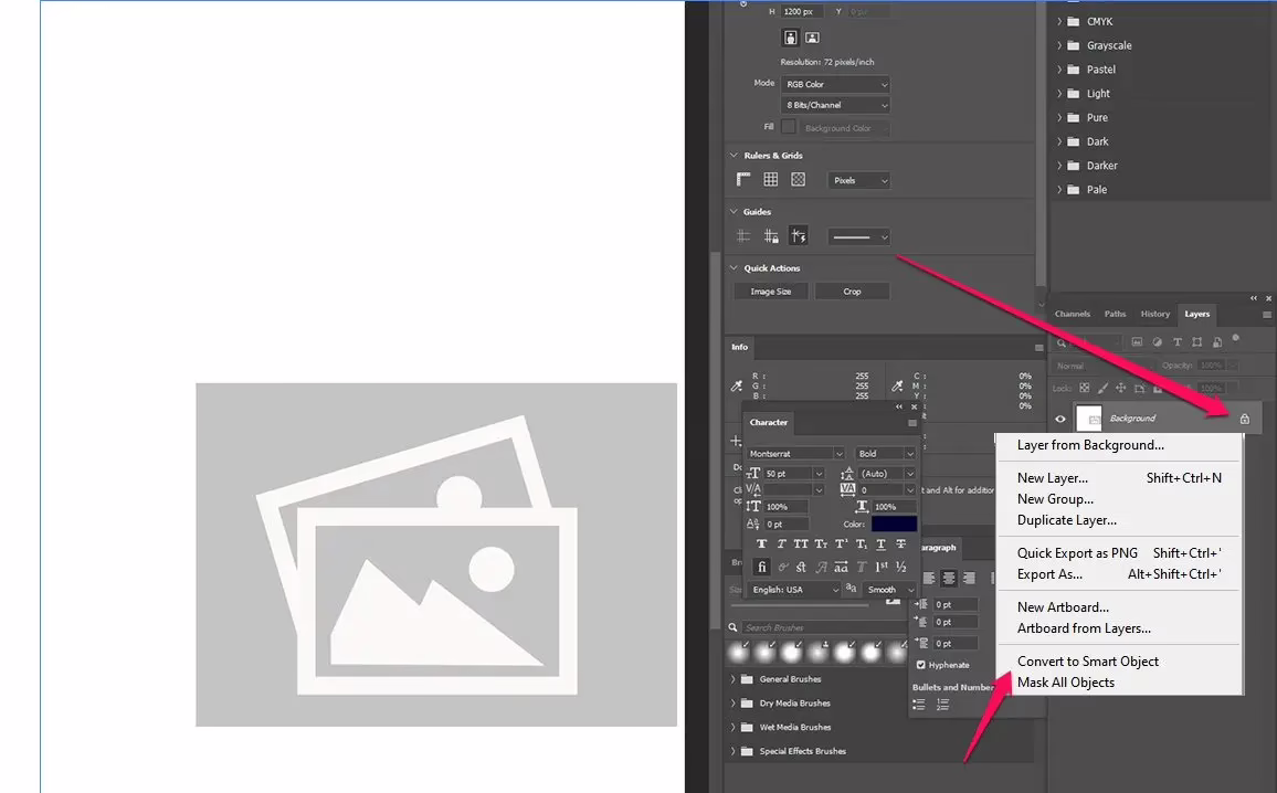 Unlock the background image on the photoshop layer or convert to a smart object