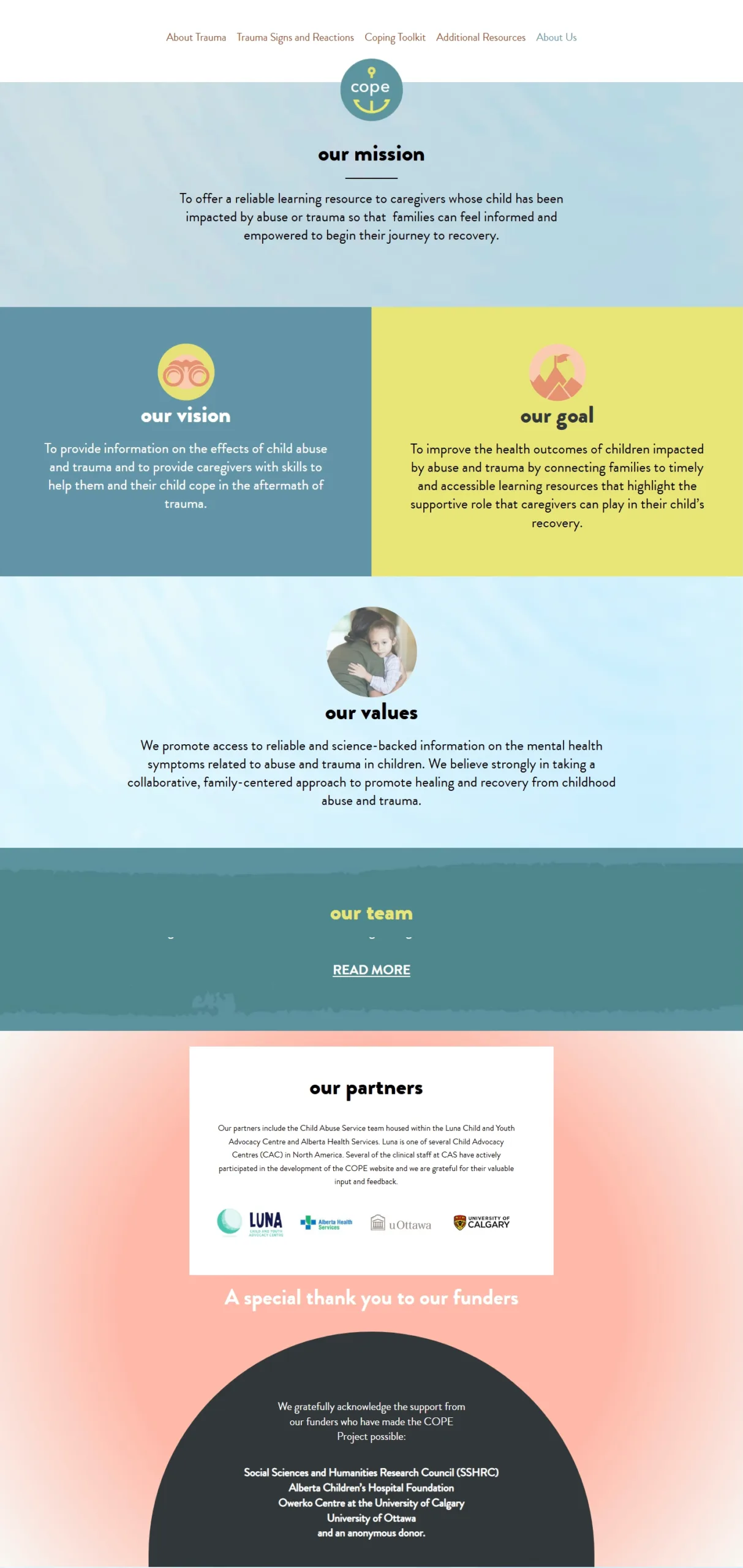 Cope Website 10 Welcome to the Cope website - where you come after you have dealt with Trauma
