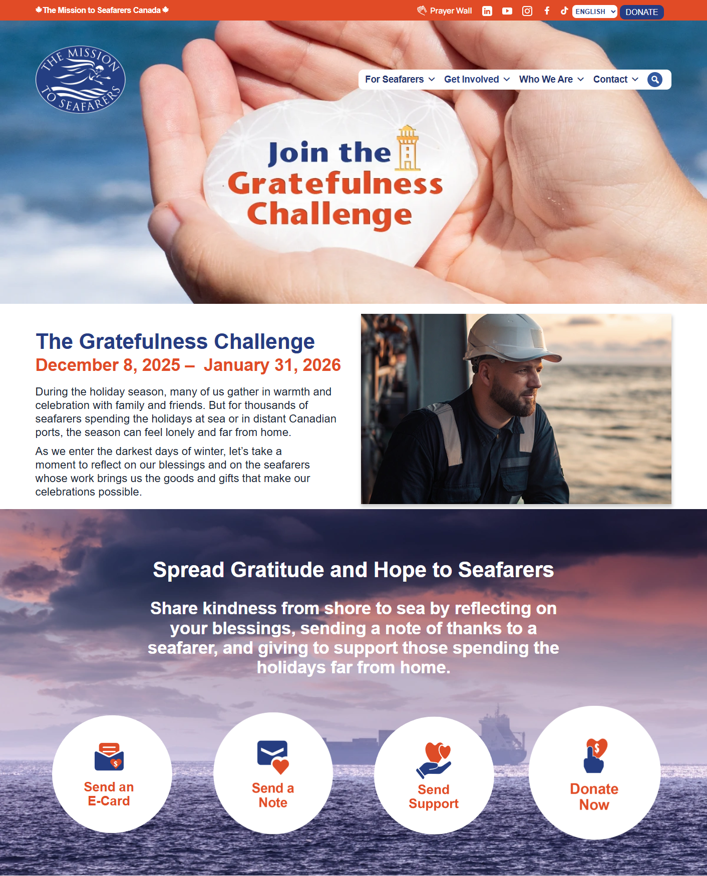 Mission to Seafarers Canada Website - Gratefulness Challenge