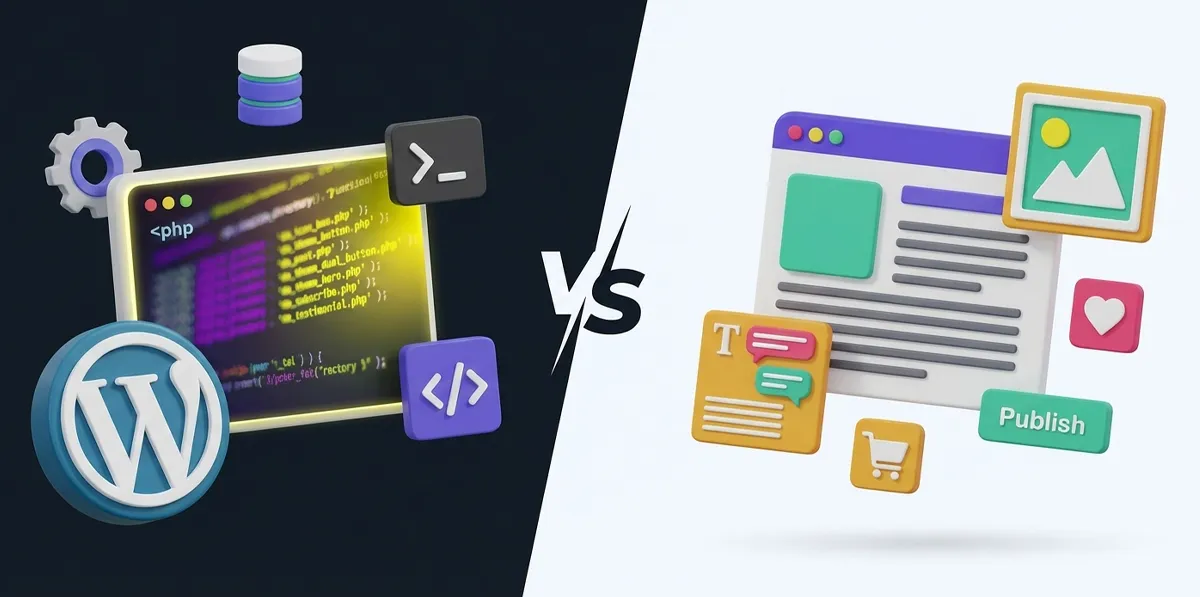 A graphic comparing a wordpress developer vs a a wordpress editor