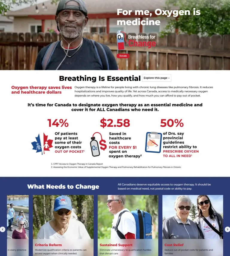 Oxygen is Medicine - cpff.ca advocacy campaign