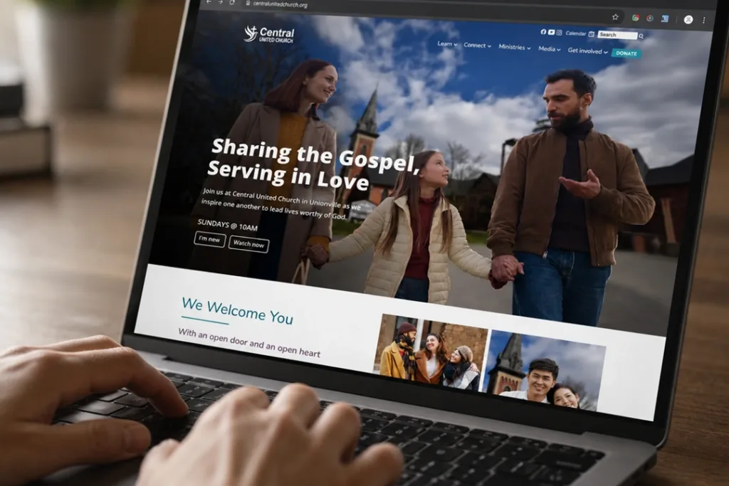 Homepage 1 church website montage - Stacey Boardman - Freelance Web Designer